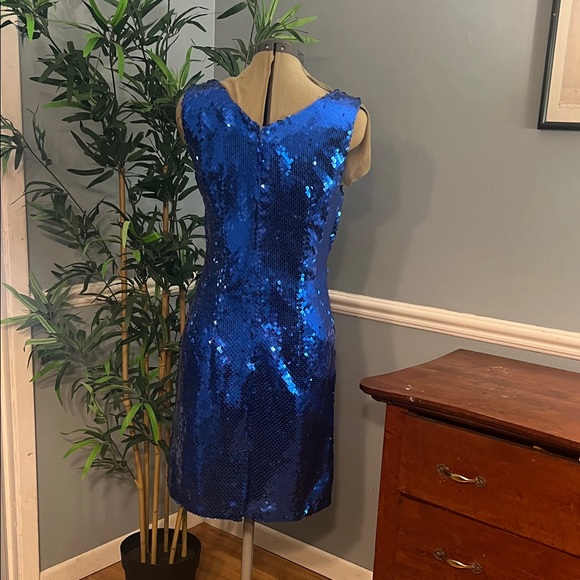 Vintage Handmade Blue Sequin Cocktail Party Dress Women’s Small - Picture 3 of 12